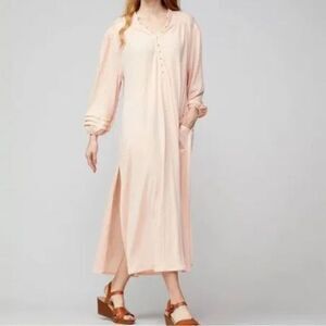 Free People FP Beach Shell Pink Kaftan Maxi Summer Beach Dress Women’s XS